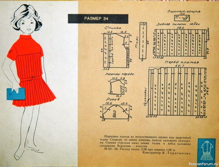 Детское платья с чертежами кроя. 1963. Ретро-мода Детское платья с чертежами кроя. 1963. Ретро-мода