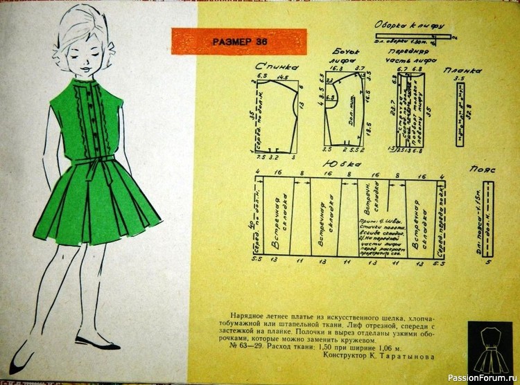 Детское платья с чертежами кроя. 1963. Ретро-мода
