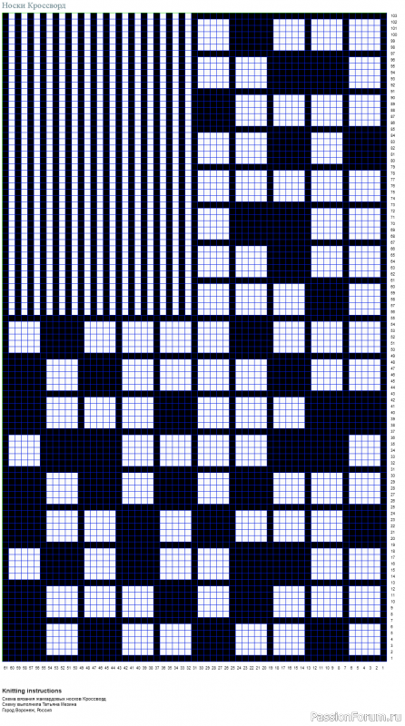 ​Жаккардовые носки "Кроссворд" или "Кубик Рубика" Схемы