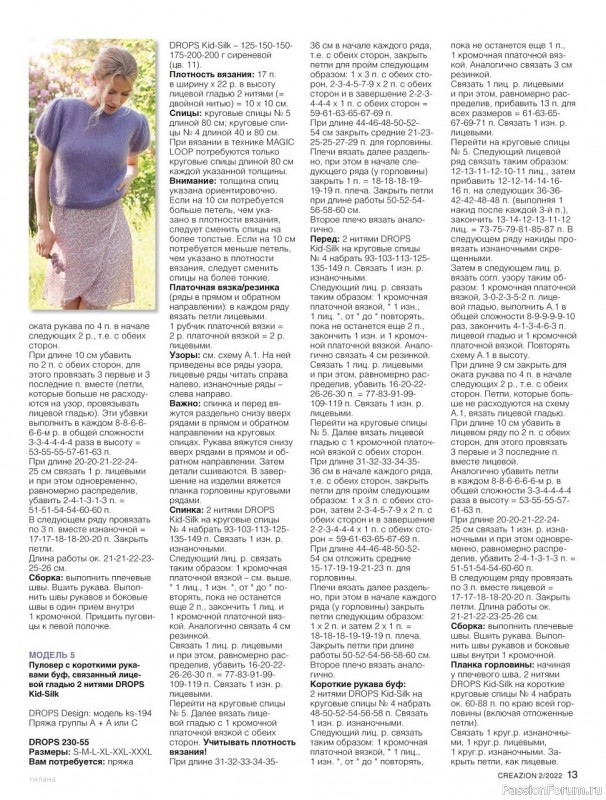 Вязаные модели в журнале «Creazion №2 2022»
