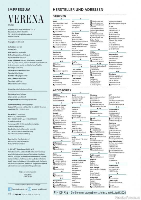 Вязаные модели в журнале &laquo;Verena Stricktrends №1 2026&raquo;