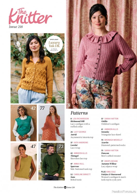 Вязаные проекты спицами в журнале «The Knitter №218 2025»