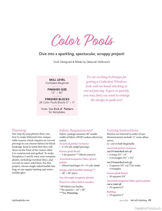 Коллекция проектов для рукодельниц в журнале «McCalls Quilting - Spring 2026»