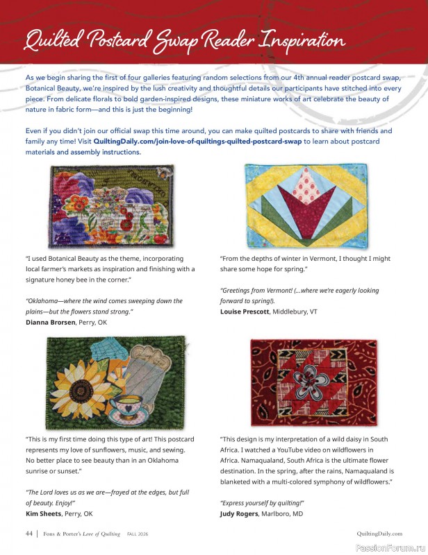 Коллекция проектов для рукодельниц в журнале &laquo;Love of Quilting - Fall 20266&raquo;
