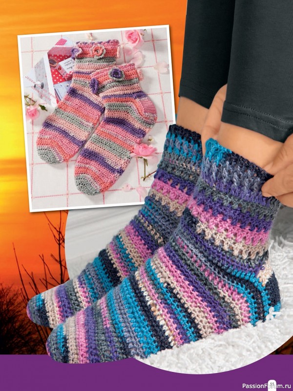 Коллекция моделей носков в журнале «Socken Stricken & Hakeln HU047 2023»