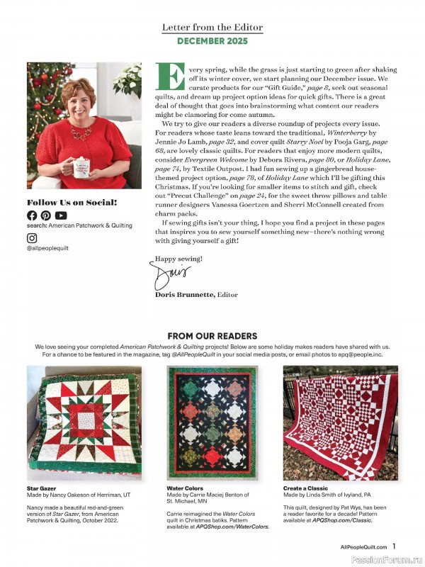 Коллекция проектов для рукодельниц в журнале «American Patchwork & Quilting №197 2025»