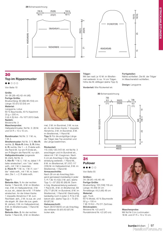 Вязаные модели в журнале «Burda Stricken №3 2021»