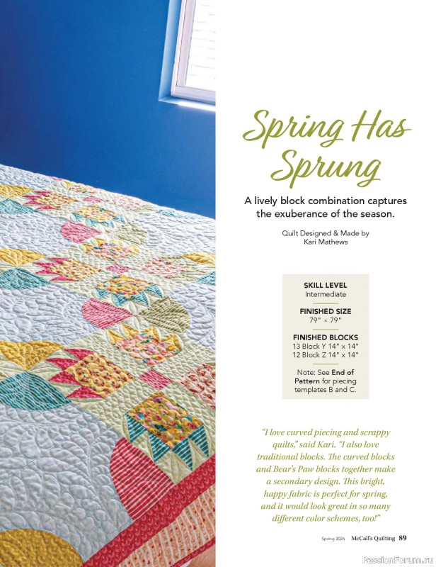Коллекция проектов для рукодельниц в журнале «McCalls Quilting - Spring 2026»