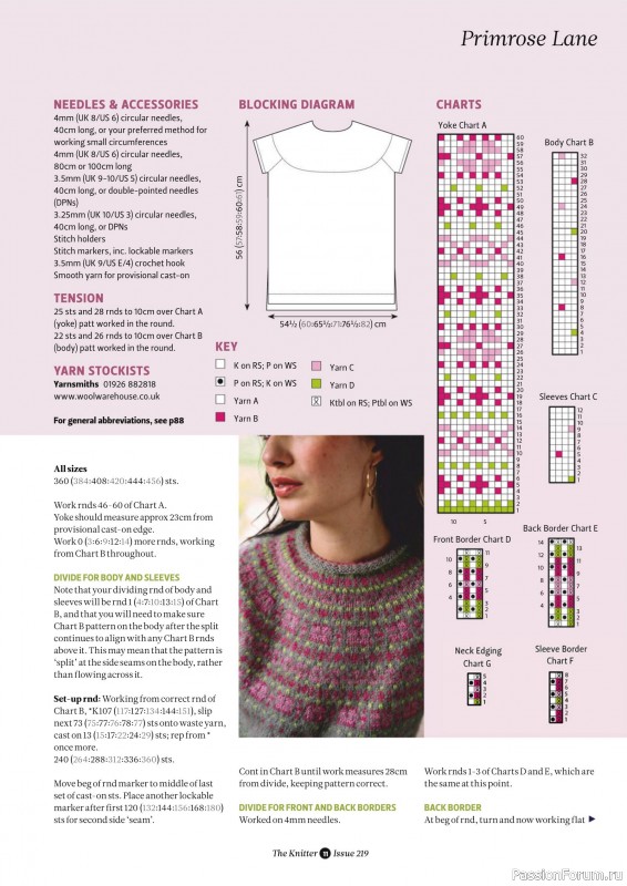 Вязаные проекты спицами в журнале «The Knitter №219 2025»