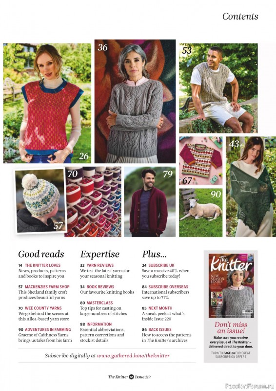 Вязаные проекты спицами в журнале «The Knitter №219 2025»