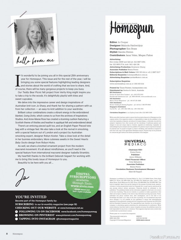 Коллекция проектов для рукодельниц в журнале «Australian Homespun №218 2025»