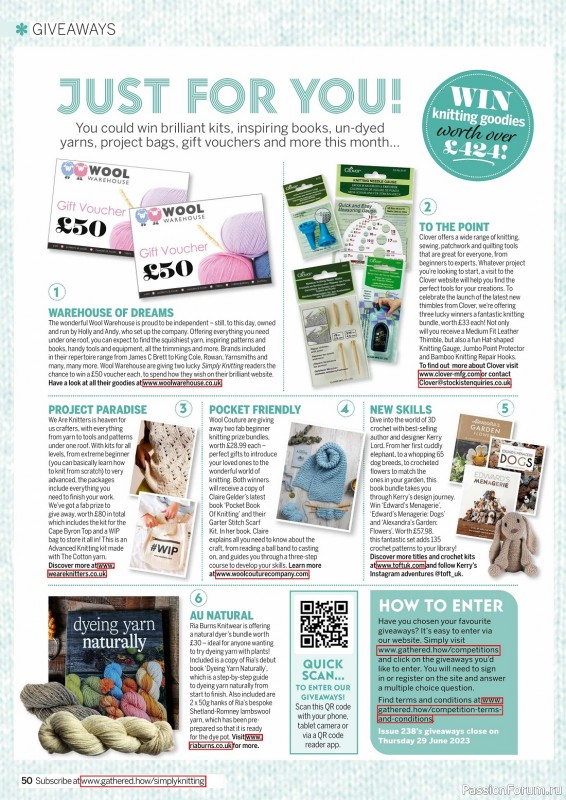 Вязаные проекты крючком в журнале «Simply Knitting №238 2023»