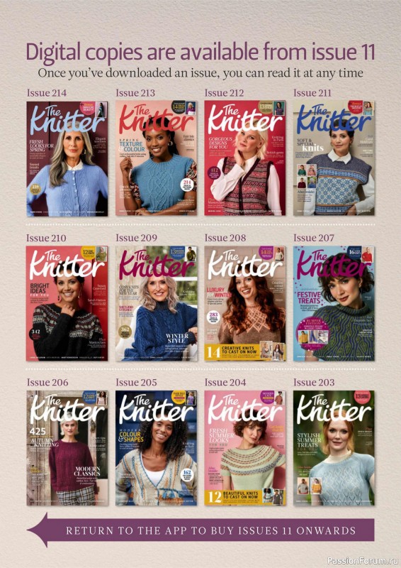 Вязаные проекты спицами в журнале «The Knitter №219 2025»