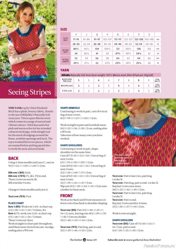 Вязаные проекты спицами в журнале «The Knitter №219 2025»