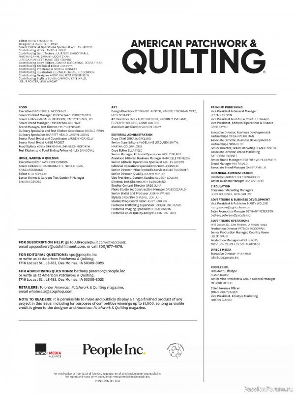Коллекция проектов для рукодельниц в журнале «American Patchwork & Quilting №198 2025»
