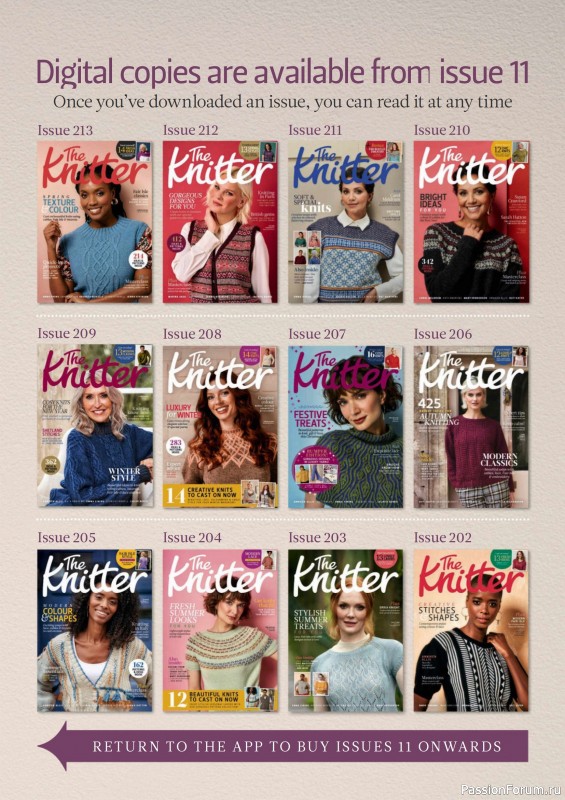 Вязаные проекты спицами в журнале «The Knitter №218 2025»