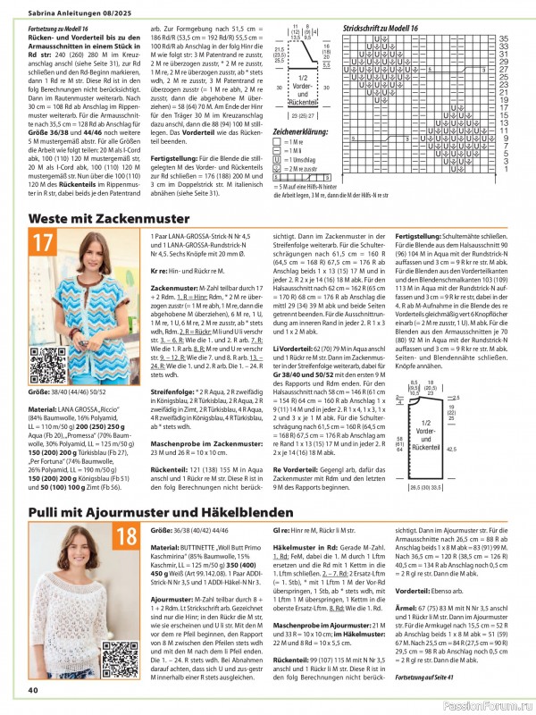 Вязаные модели в журнале «Sabrina №8 2025 German»