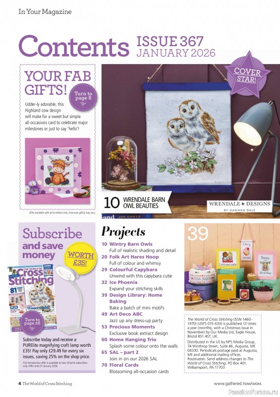 Коллекция вышивки в журнале «The World of Cross Stitching №367 2025»