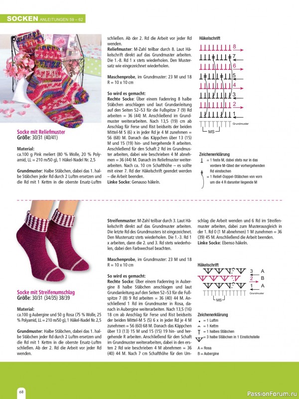 Коллекция моделей носков в журнале «Socken Stricken & Hakeln HU047 2023»