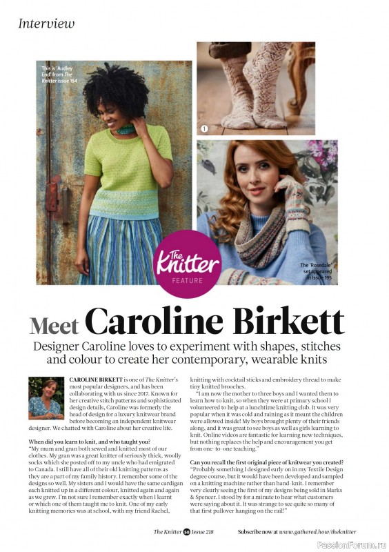 Вязаные проекты спицами в журнале «The Knitter №218 2025»