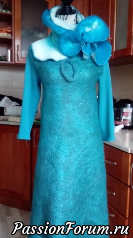 Валяное зимнее платье "Ледяной цветок"