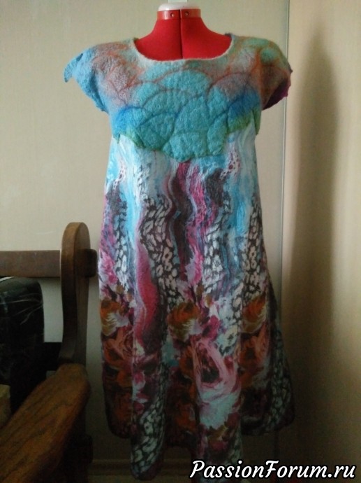 Валяное платье на лето "Цветочная Радуга"