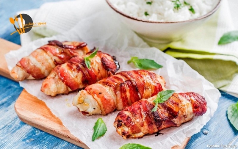 Куриные рулетики в беконе Куриные рулетики в беконе