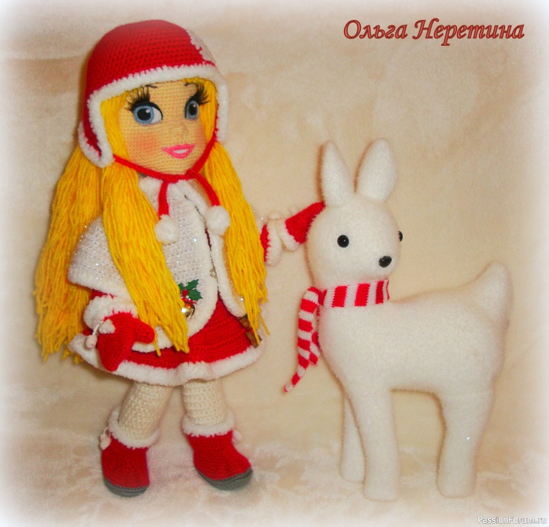 Куколка Аврора в зимних нарядах крючком