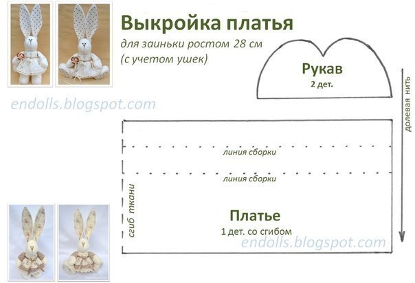 Шьем плюшевую зайку. Выкройка