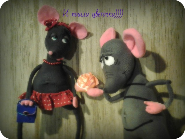 История любви ) Даже у мышей бывают влюбленности)) Текстильная игрушка. Мышь.