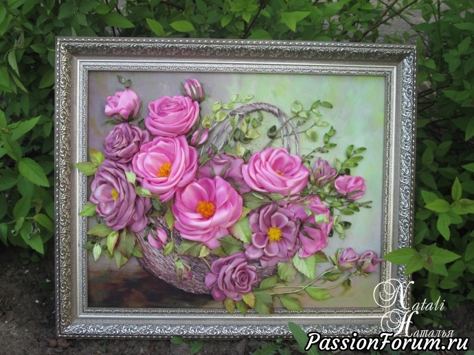 Картина "Розы в корзине"