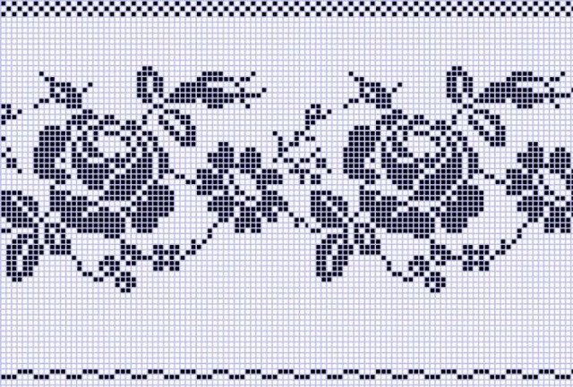 Розы для филейного вязания, орнамента или вышивки, схемы