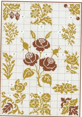 Розы для филейного вязания, орнамента или вышивки, схемы