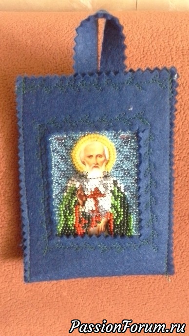 Вышивка бисером иконы Св. Сергия