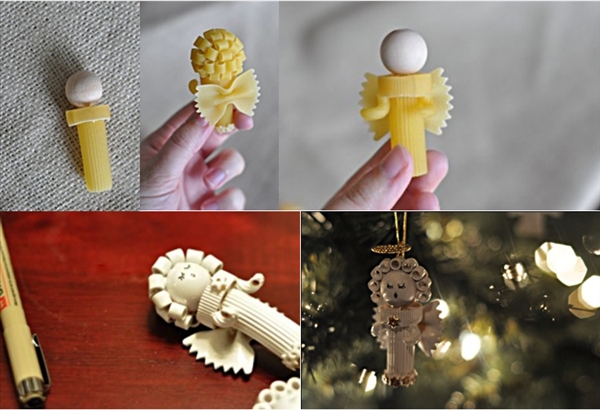 diy christmas tree ornaments pasta angels crafts