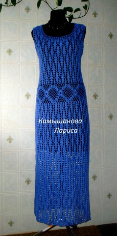 ПЛАТЬЕ "ВАСИЛЬКОВОЕ ПОЛЕ-2", Авторская работа. Удлиненный вариант.