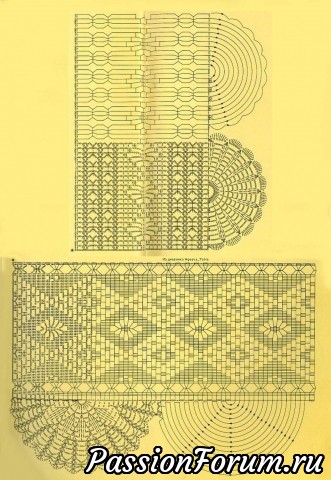 Тесьма крючком. 2 схемы. Филейное вязание