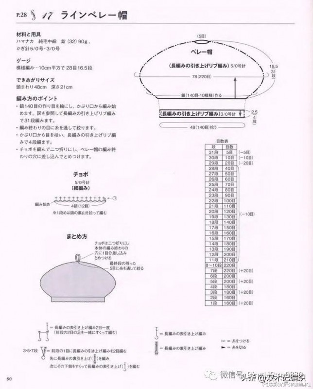 Берет крючком. Схема