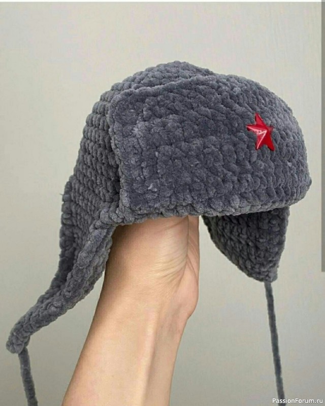 Шапка ушанка крючком. Описание