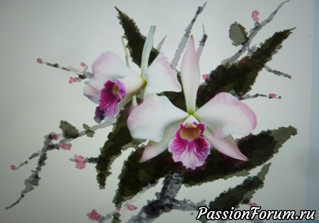 Валяное пончо "Утренняя орхидея"