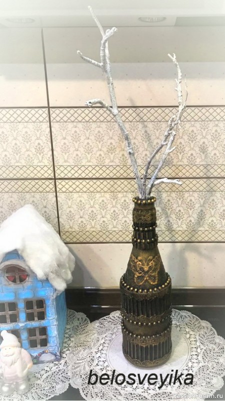 Декор бутылки гофро картоном.Мой мини МК. Декор бутылки гофро картоном.Мой мини МК.