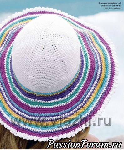Солнечная шляпа крючком с широкими полями