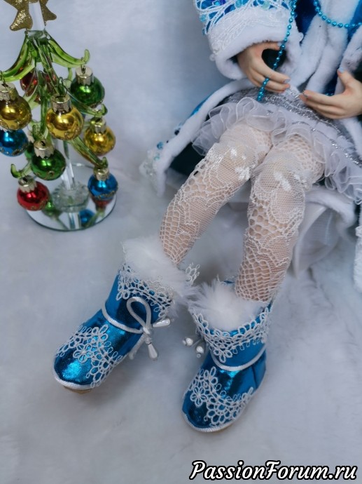 Волшебная Снегурочка, текстильная шарнирная кукла