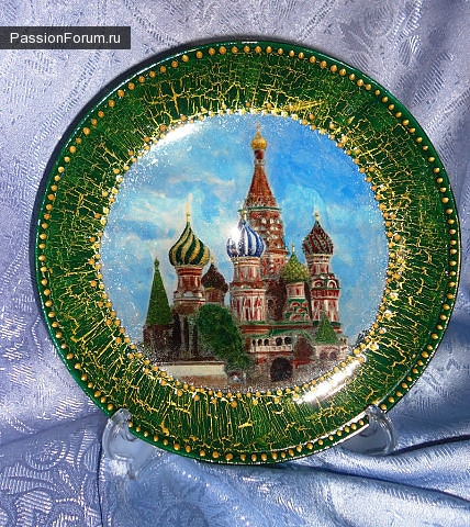 Декупаж тарелочки "Москва"