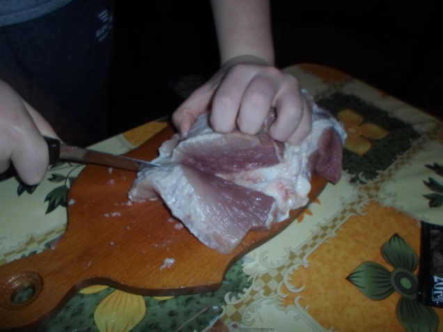 Ужин, который приготовил Кирилл. Мясо в луковом соусе с картофельным пюре.
