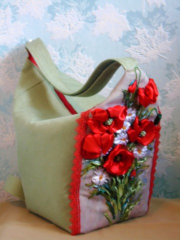 Рюкзак-сумочка" Красные маки"