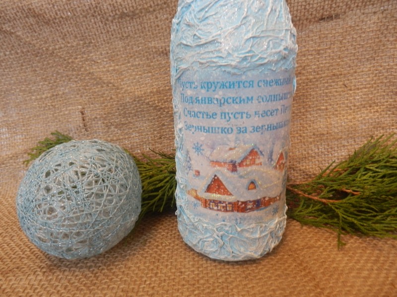 Новогодний бутылочный декор.