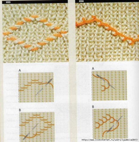 Журнал вышивки по лицевой глади вязаного изделия. 100 способов+еще 10
