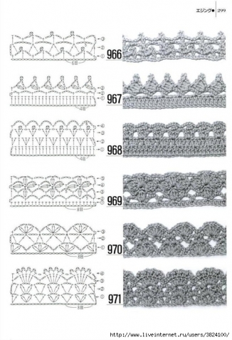Вязание кромки, каймы крючком фото и схемы (из интернета)