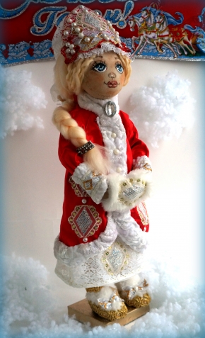 Дед Мороз и Снегурочка - текстильные куколки